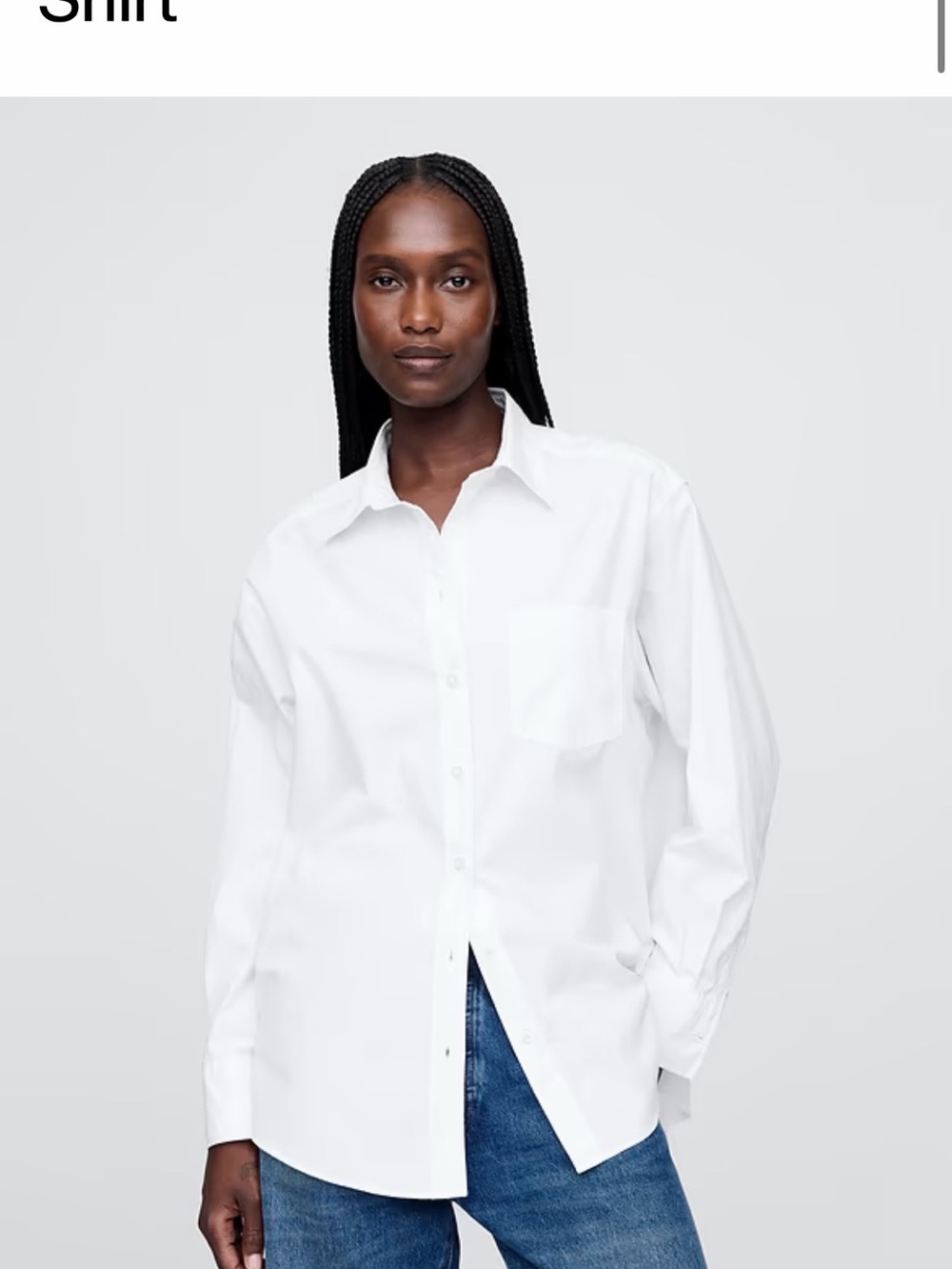 GAP Women’s 100% Organic Cotton White Poplin Big Shirt